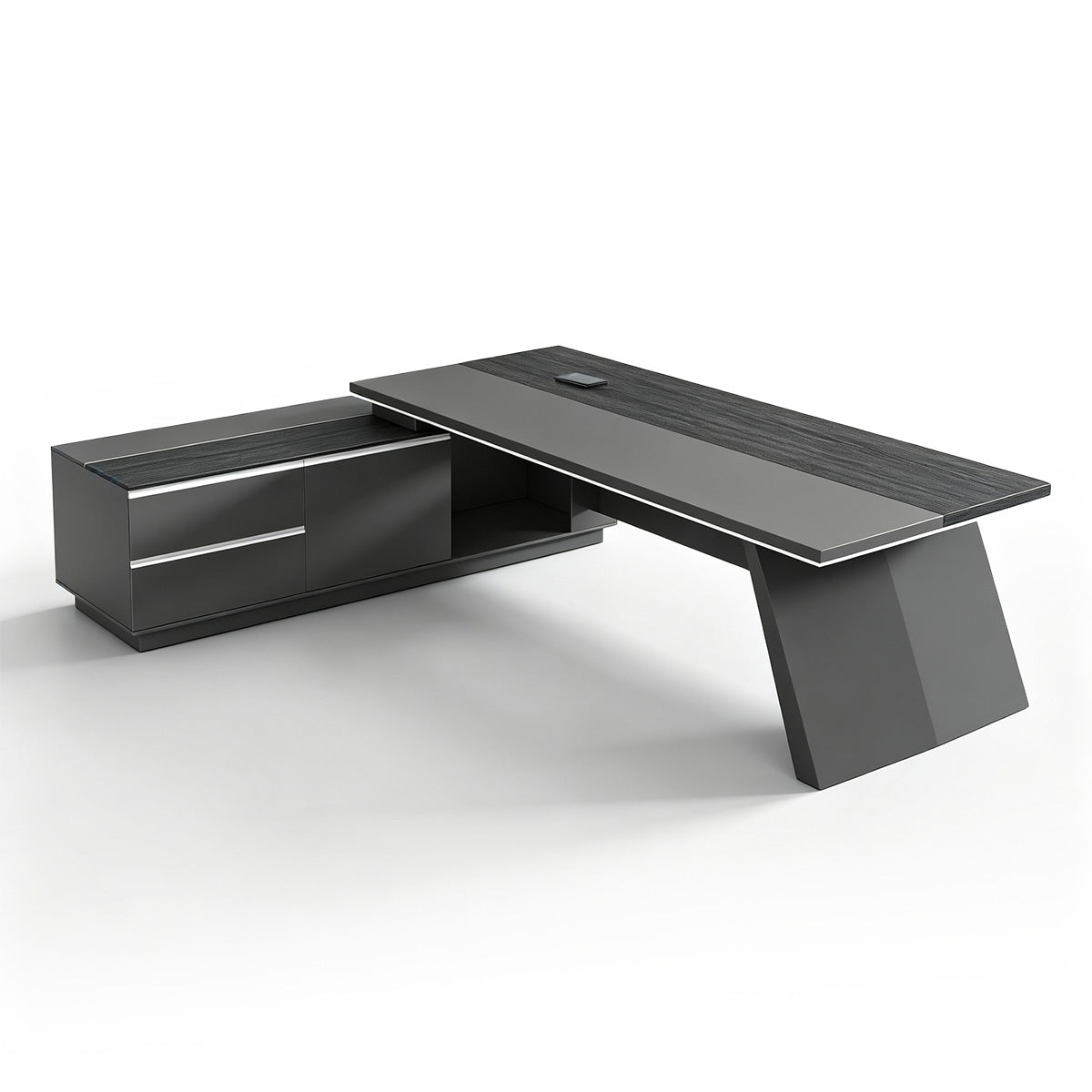 Black Executive Desk with L-Shaped Return and Storage - ANZHAP LBZ-2189 Main picture 4