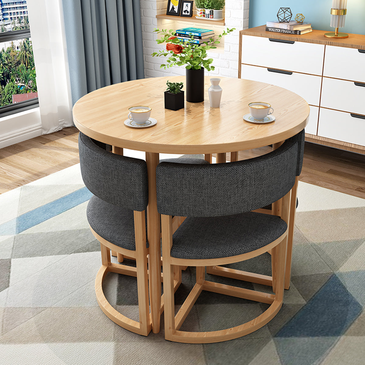 Compact 80cm Office Breakroom Set - Nesting Table and Chairs - ANZHAP JDZH-2021 Main picture02