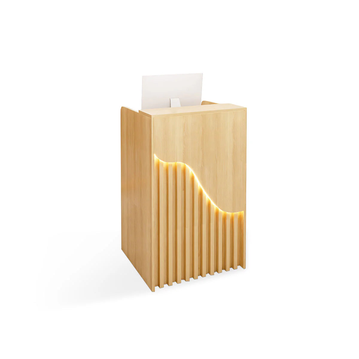 Compact Cashier Counter for Small Shops Wood Slat Checkout Desk ANZHAP-JDT-114-mainpictures 3