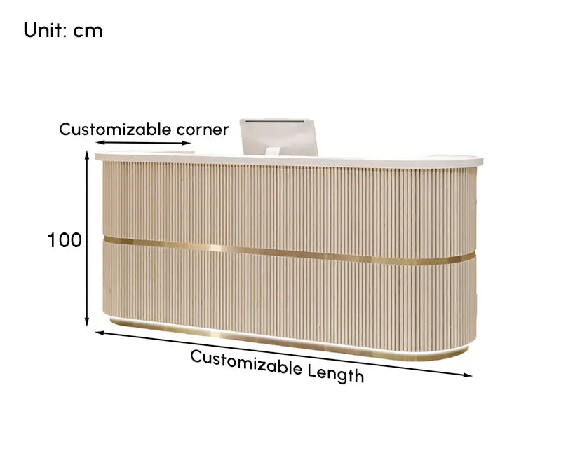 Modern Curved Reception Desk & Dental Front Counter - Dimensions