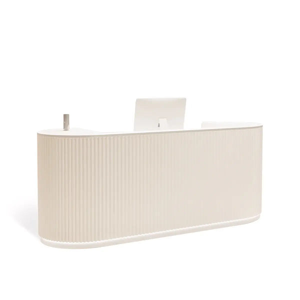 Curved White Reception Counter with LED Modern Minimalist|ANZHAP