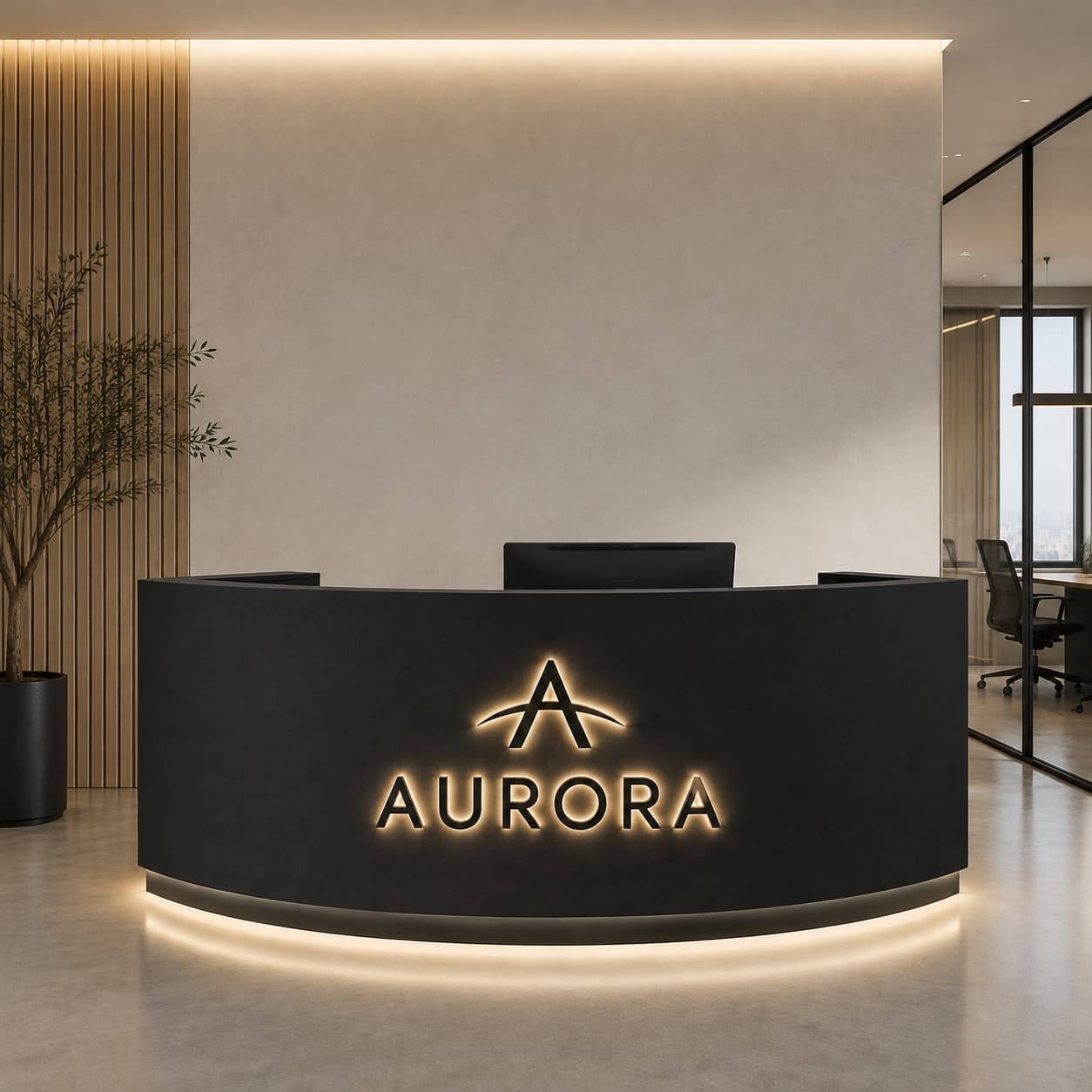 Custom Stainless Steel Backlit Logo Letters for Reception Desk-6