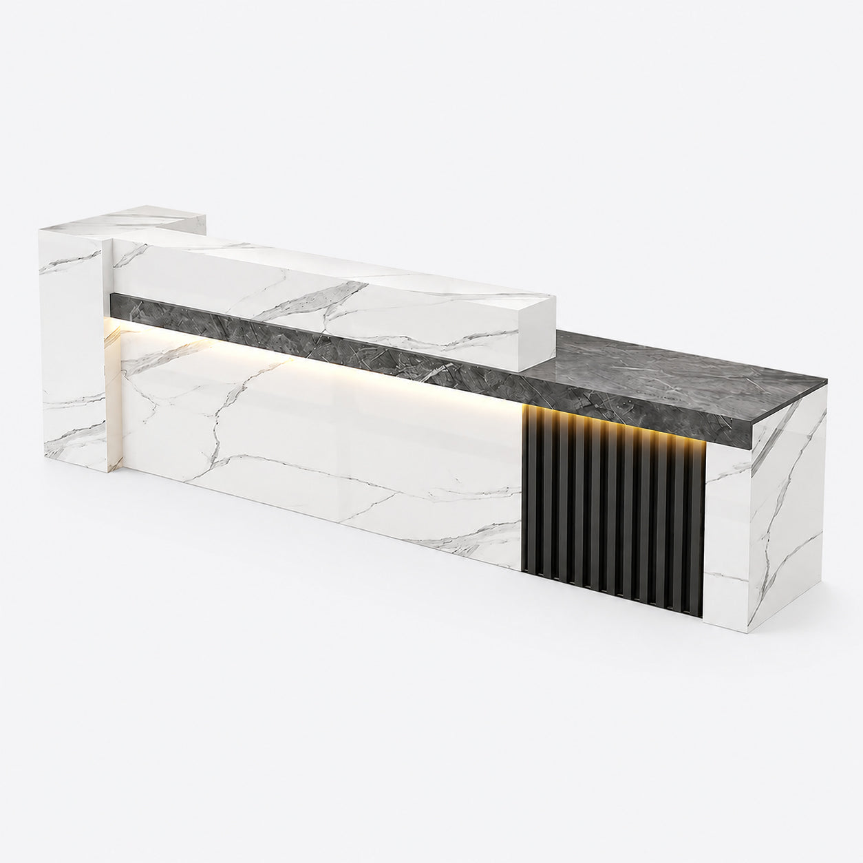 Modern Hotel Reception Desk with LED Lighting & Cable Management