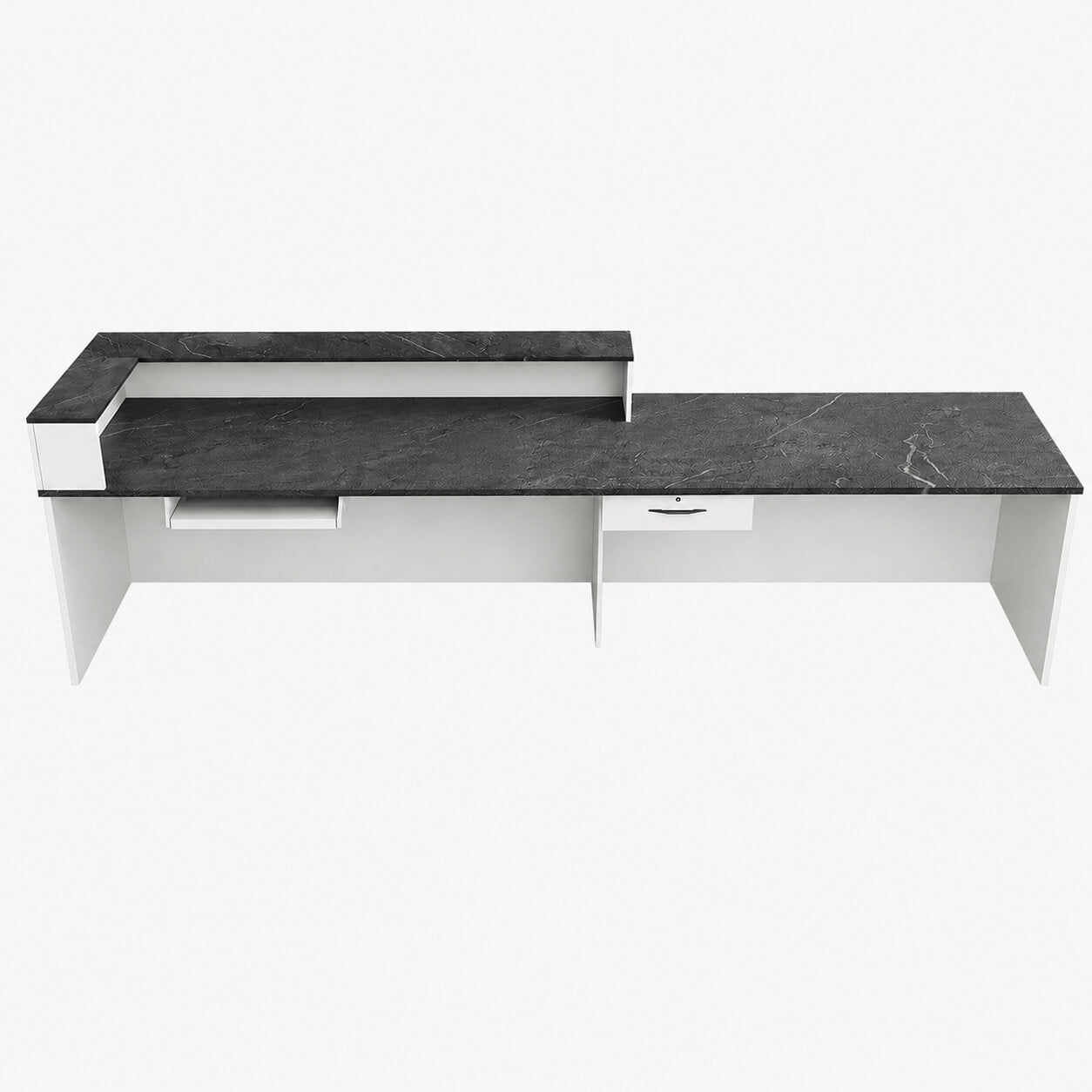 Modern L-Shaped Receptionist Desk & Countertop Desk with Cable Management
