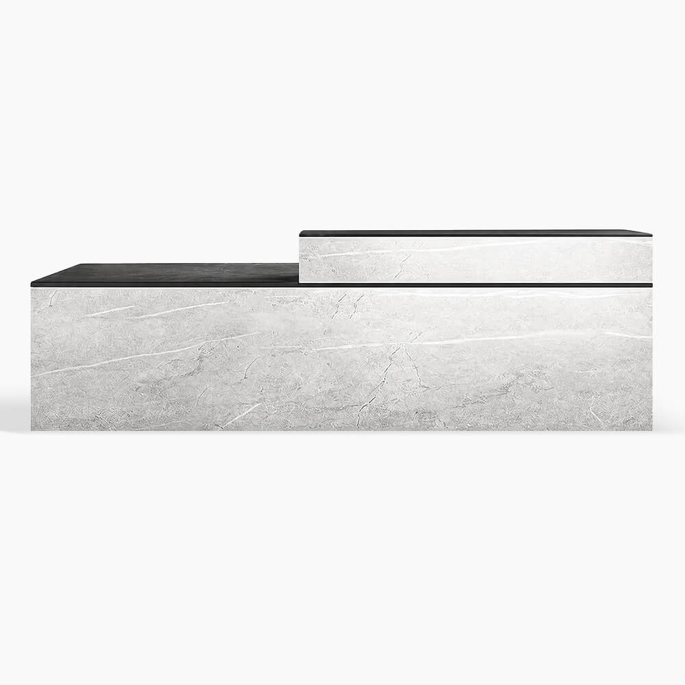 Modern L-Shaped Receptionist Desk & Countertop Desk with Cable Management