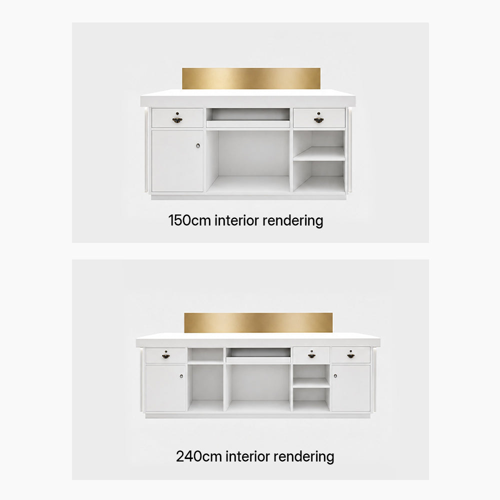 Large Fully Assembled Reception Counter Modern White LED Front Desk ANZHAP- JDT-7162-mai npicture