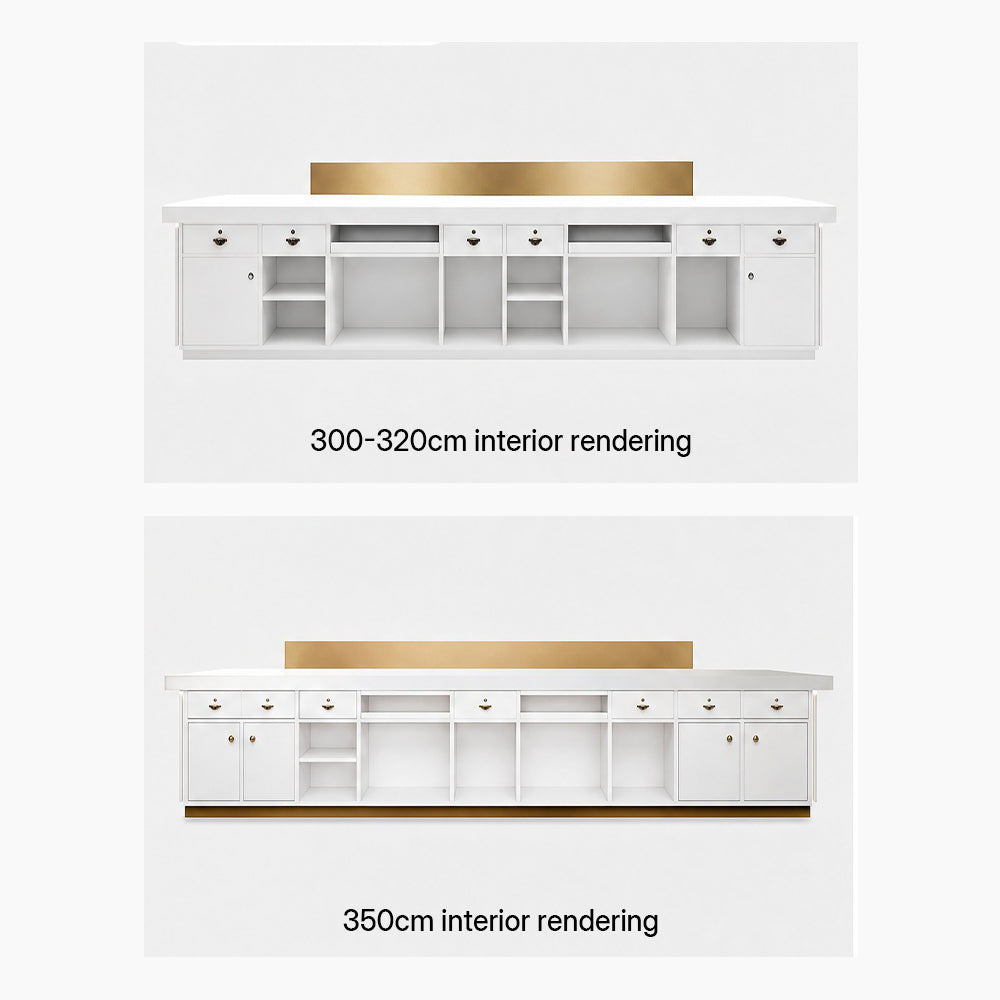 Large Fully Assembled Reception Counter Modern White LED Front Desk ANZHAP- JDT-7162-mai npicture 2