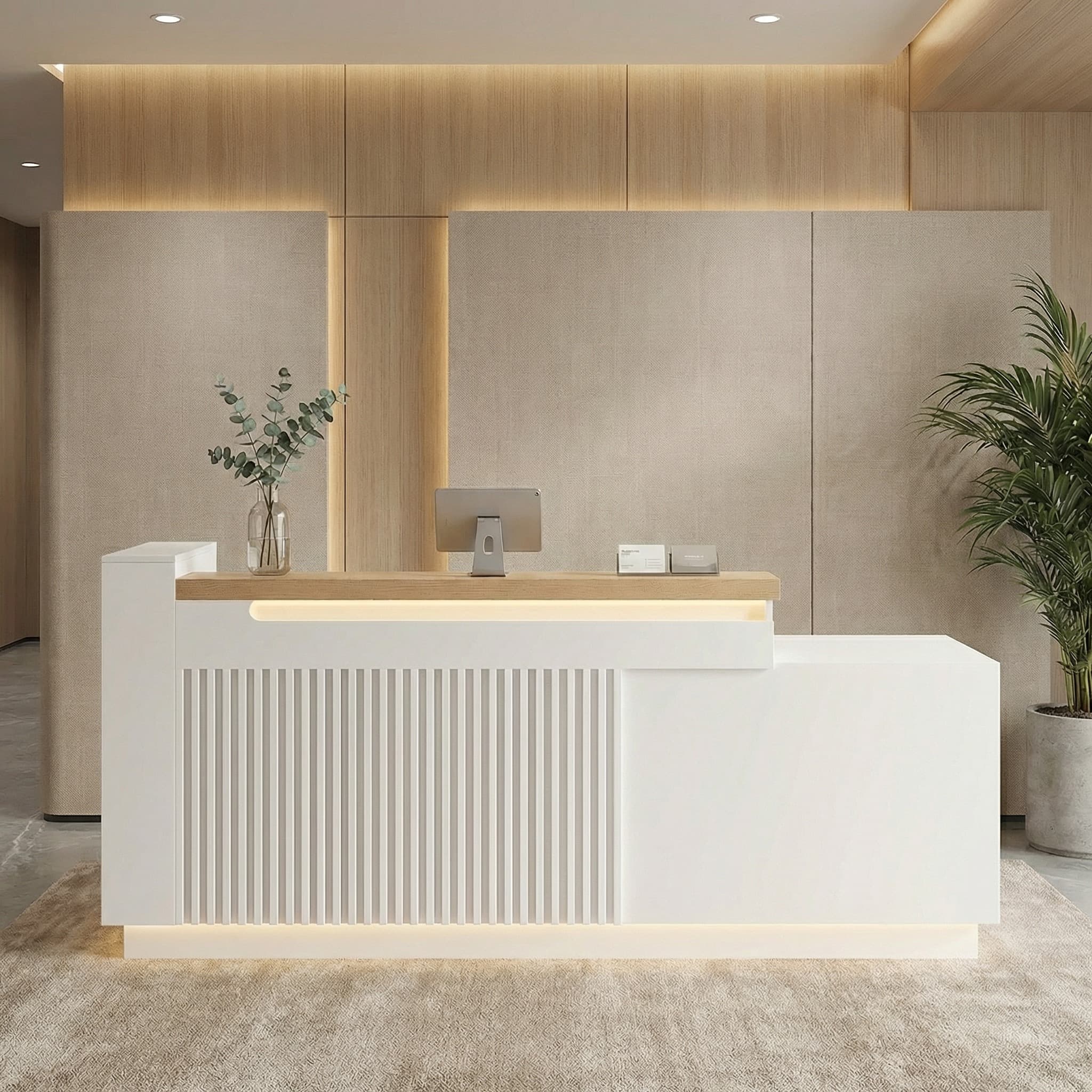 Modern Front Desk for Office with LED Lighting