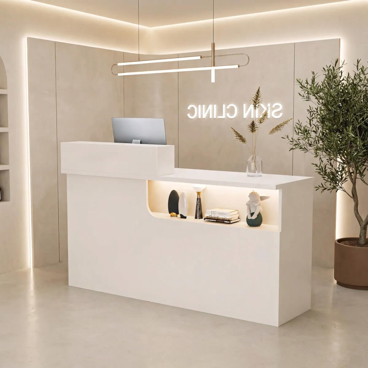 Modern Compact Reception Desk Space-Saving Welcome Counter for Beauty Salon ANZHAP-JDT-1030-mainimage s 3