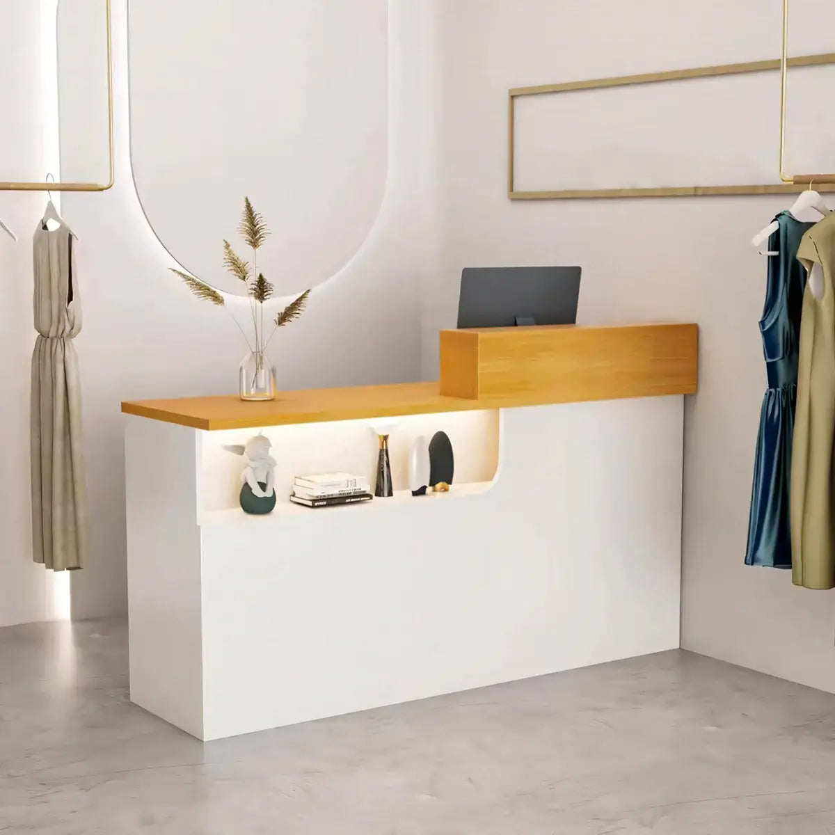 Modern Compact Reception Desk Space-Saving Welcome Counter for Beauty Salon ANZHAP-JDT-1030-mainpictures 4