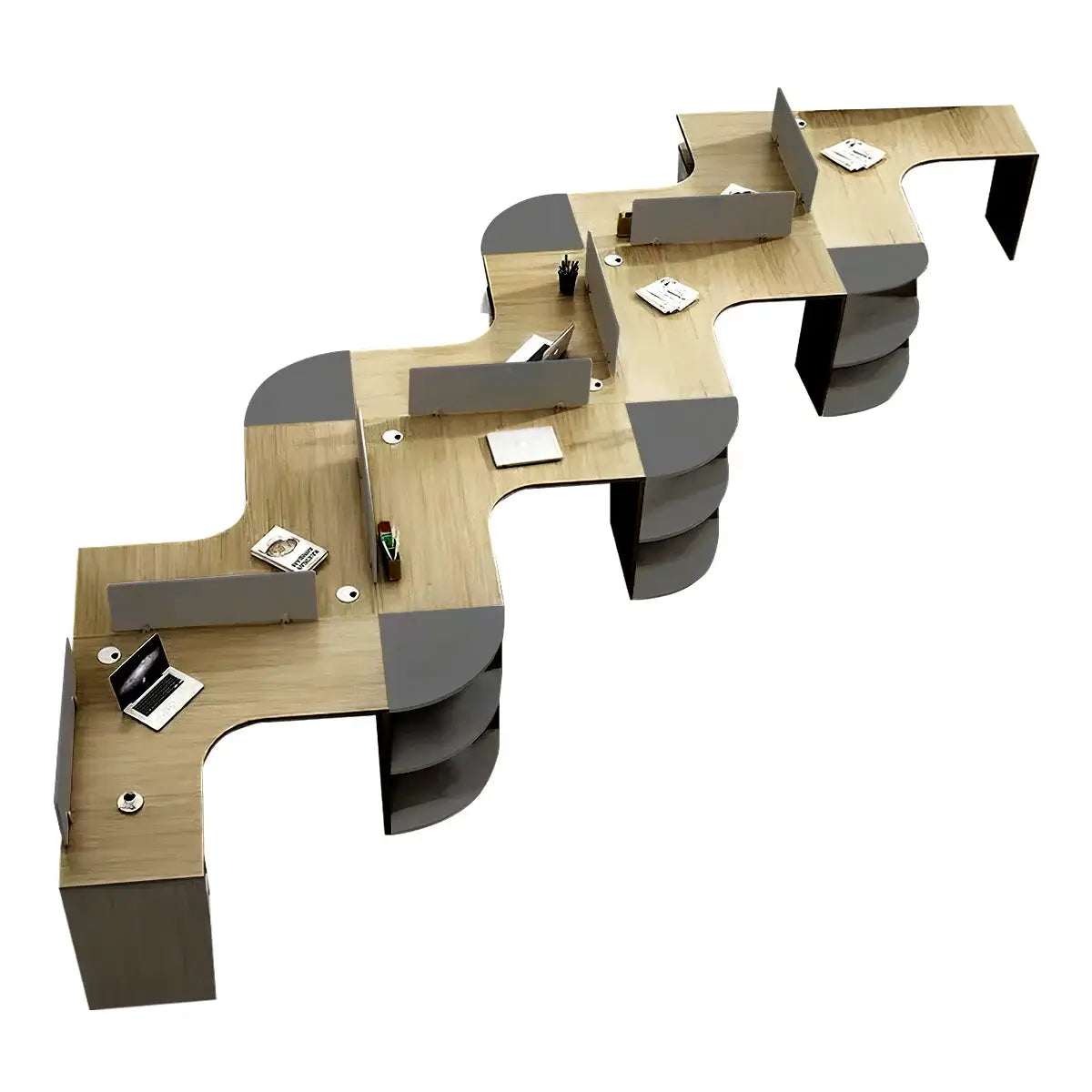 Modern Curved Adjustable Desk - Creative Agency Workstation ANZHAP- BGZ-007-mainpictures 59