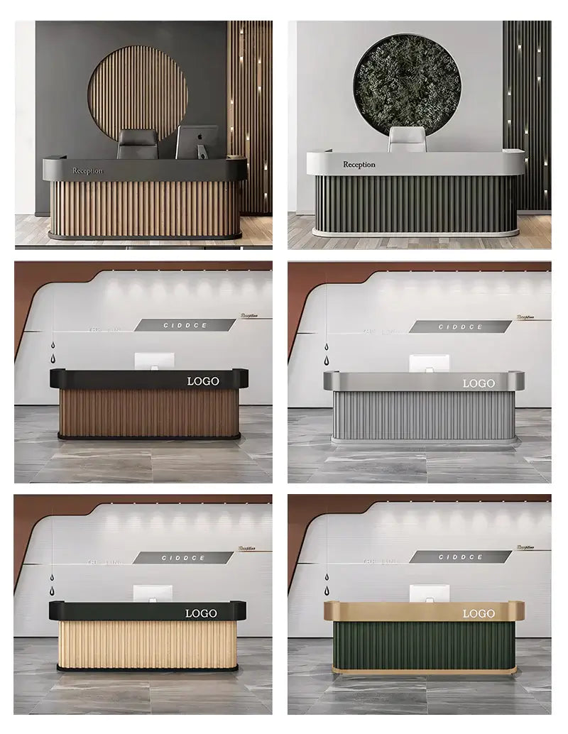 Contemporary Reception Desk With Lockable Drawers, Privacy Panel - Color Options