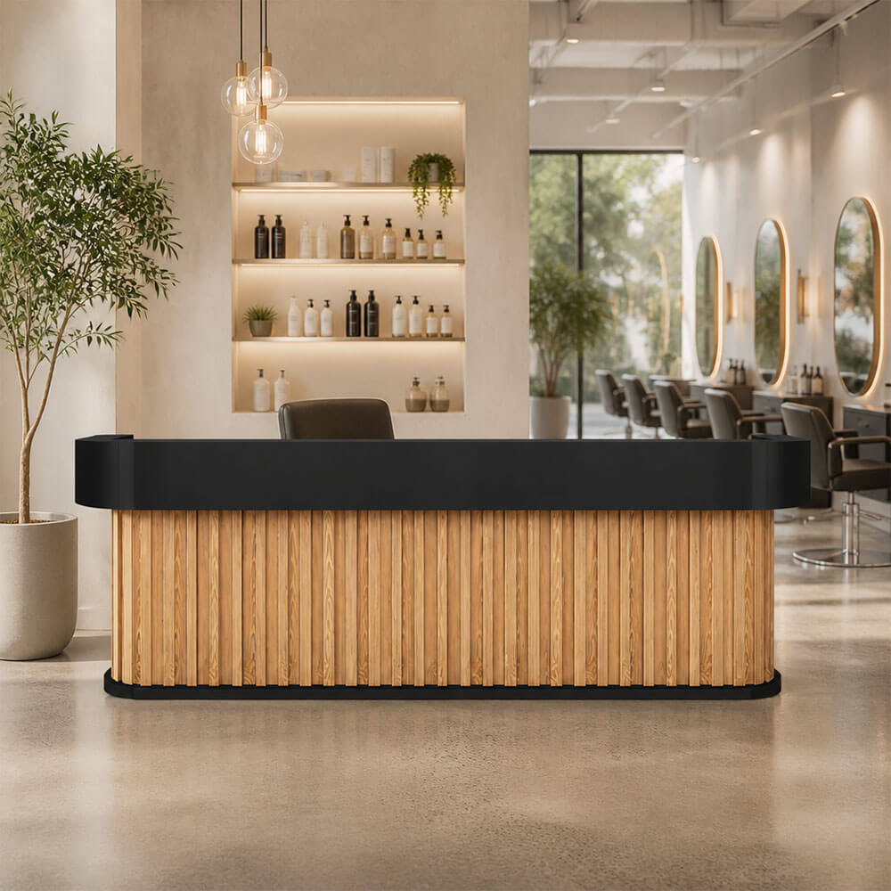 Modern Curved Salon Reception Desk Affordable Beauty Shop Counter ANZHAP-JDT-2028-mainpictures 1