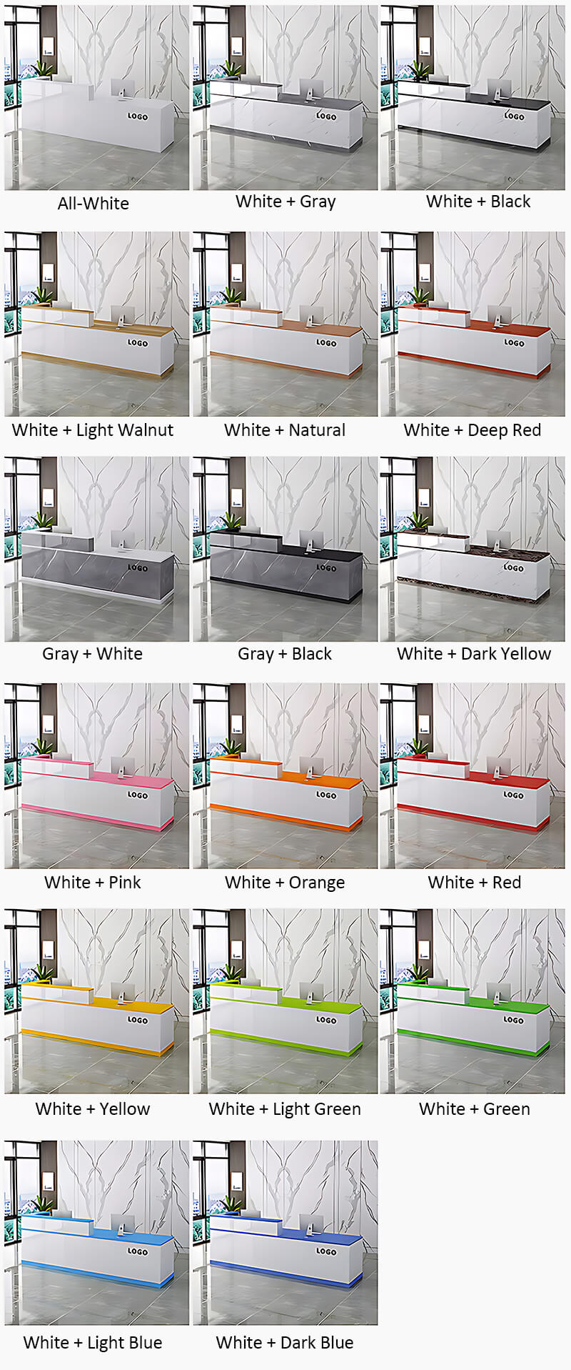 Modern Reception Desk with LED Lighting for Medical Offices - Color Options