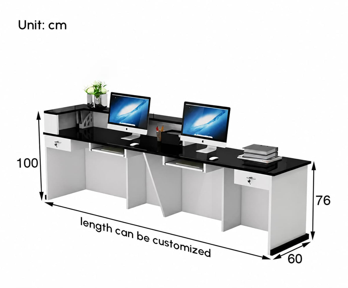 Modern Reception Desk with LED Lighting for Medical Offices - Dimensions