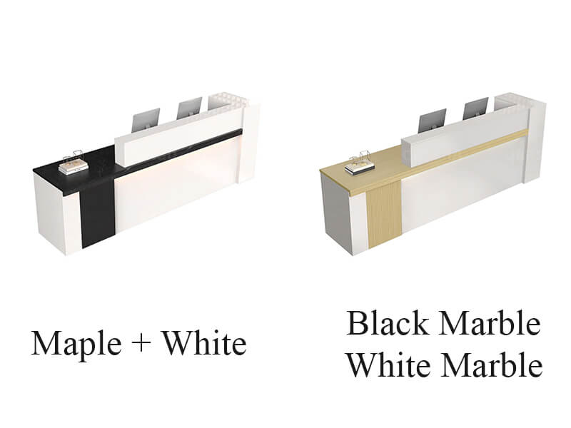 Modern Office Receptionist Desk with LED & Marble Top - Color Options