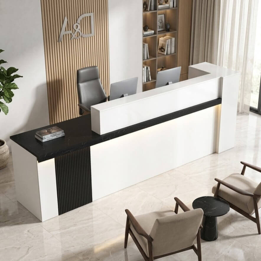 Modern L-Shaped Reception Desk with LED Lighting Office Welcome Desk ANZHAP-JDT-2217-mainpictures 3