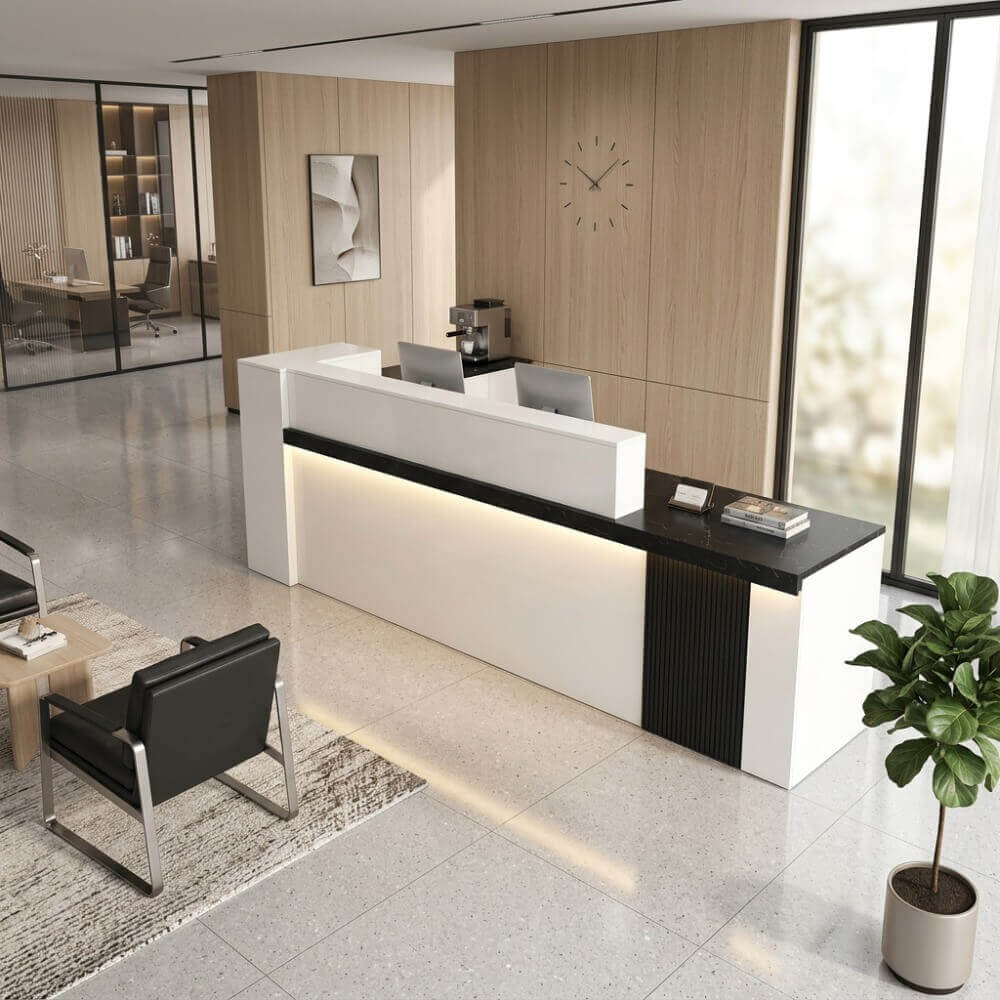 Modern L-Shaped Reception Desk with LED Lighting Office Welcome Desk ANZHAP-JDT-2217-mainpictures 4
