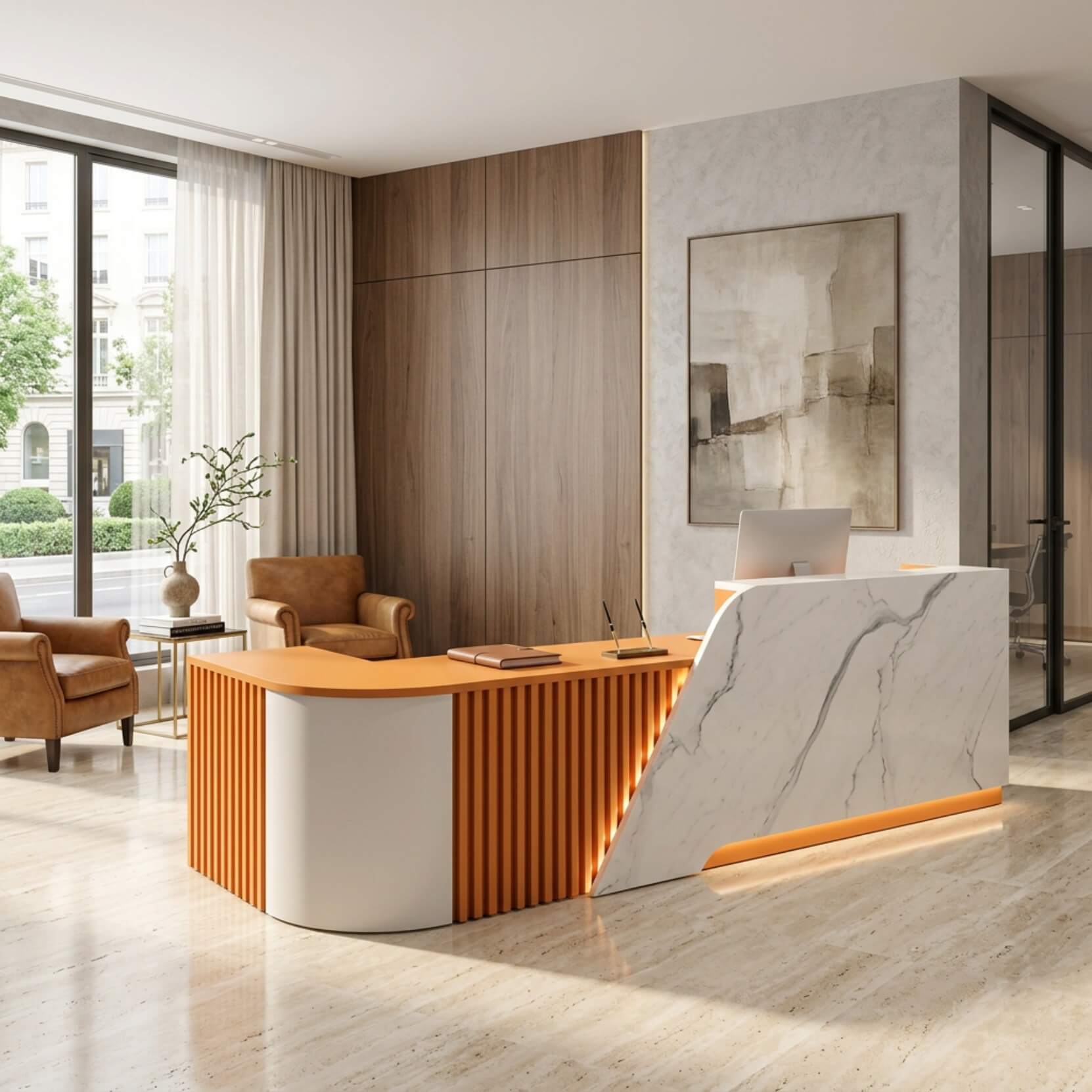 Modern L-Shaped Reception Desk with LED for Medical Clinics Offices ANZHAP- JDT-2248-mainpictures 22