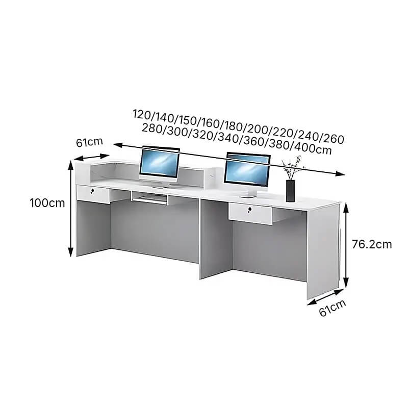 Reception Desk & Minimalist Reception Table Counter - Dimensions