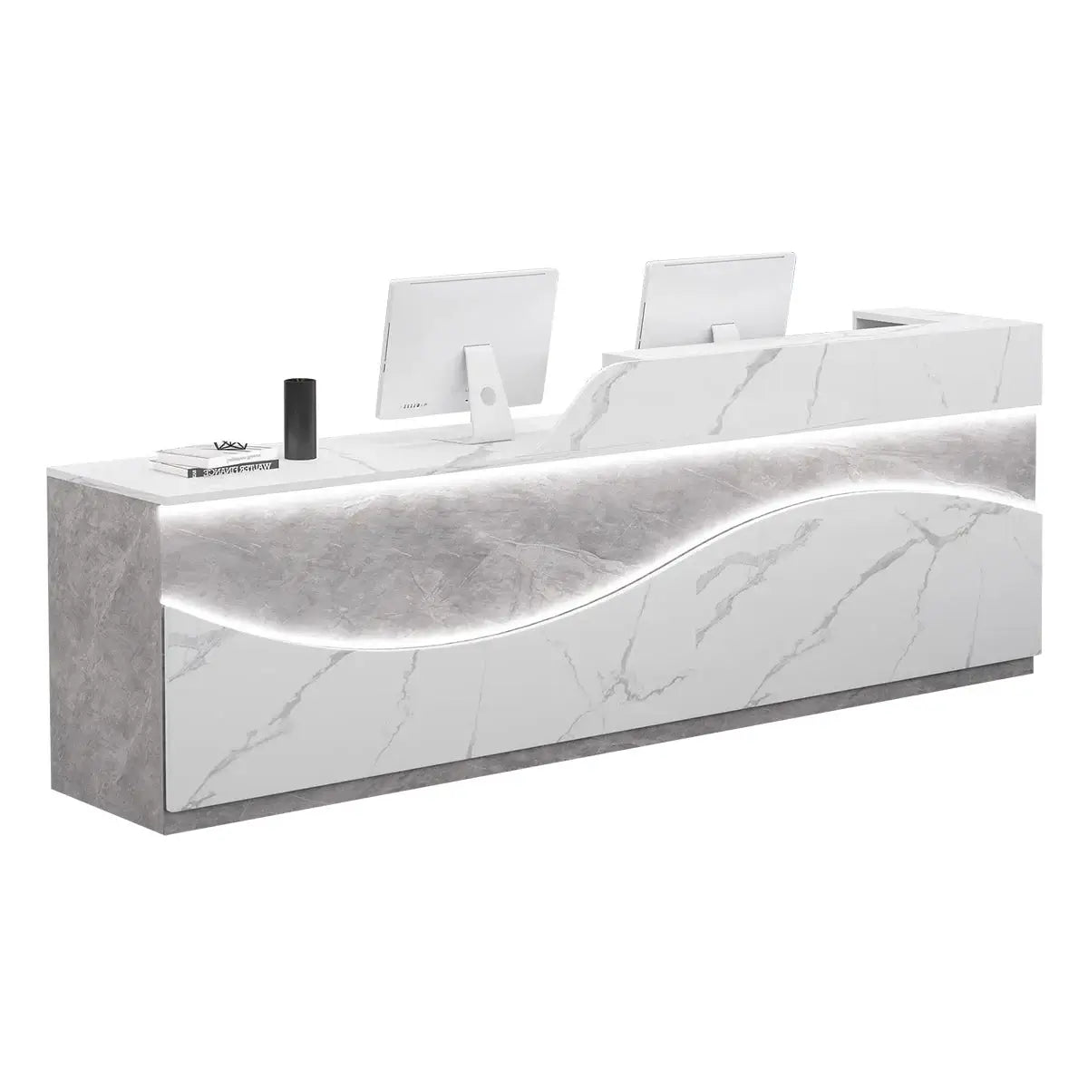Modern Large White Reception Desk with LED Salon Office Front Desk ANZHAP-JDT-2226-mainpictures