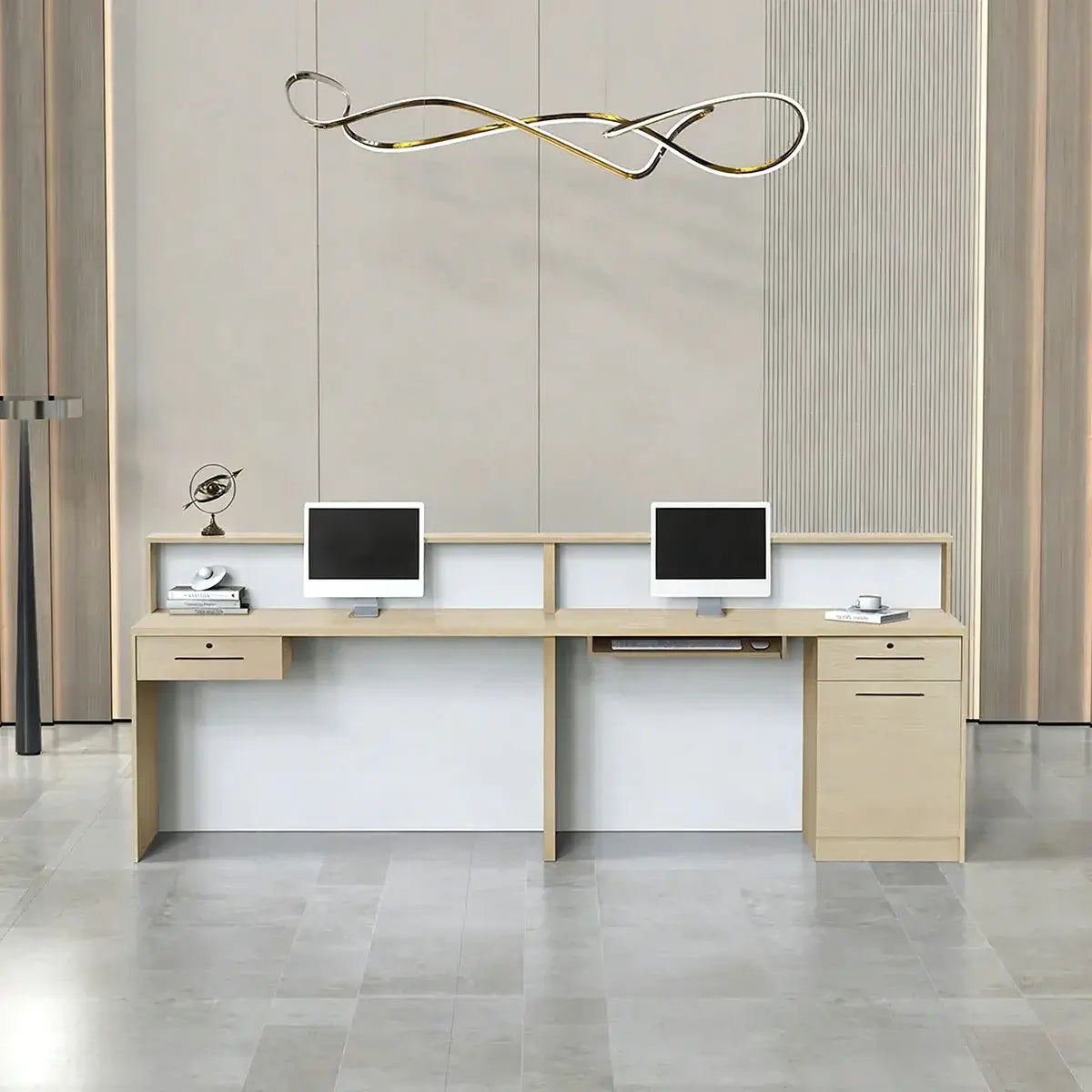 Modern Reception Desk with LED Lockable Drawer Clinic Salon ANZHAP-JDT-2214-mainpictures 2