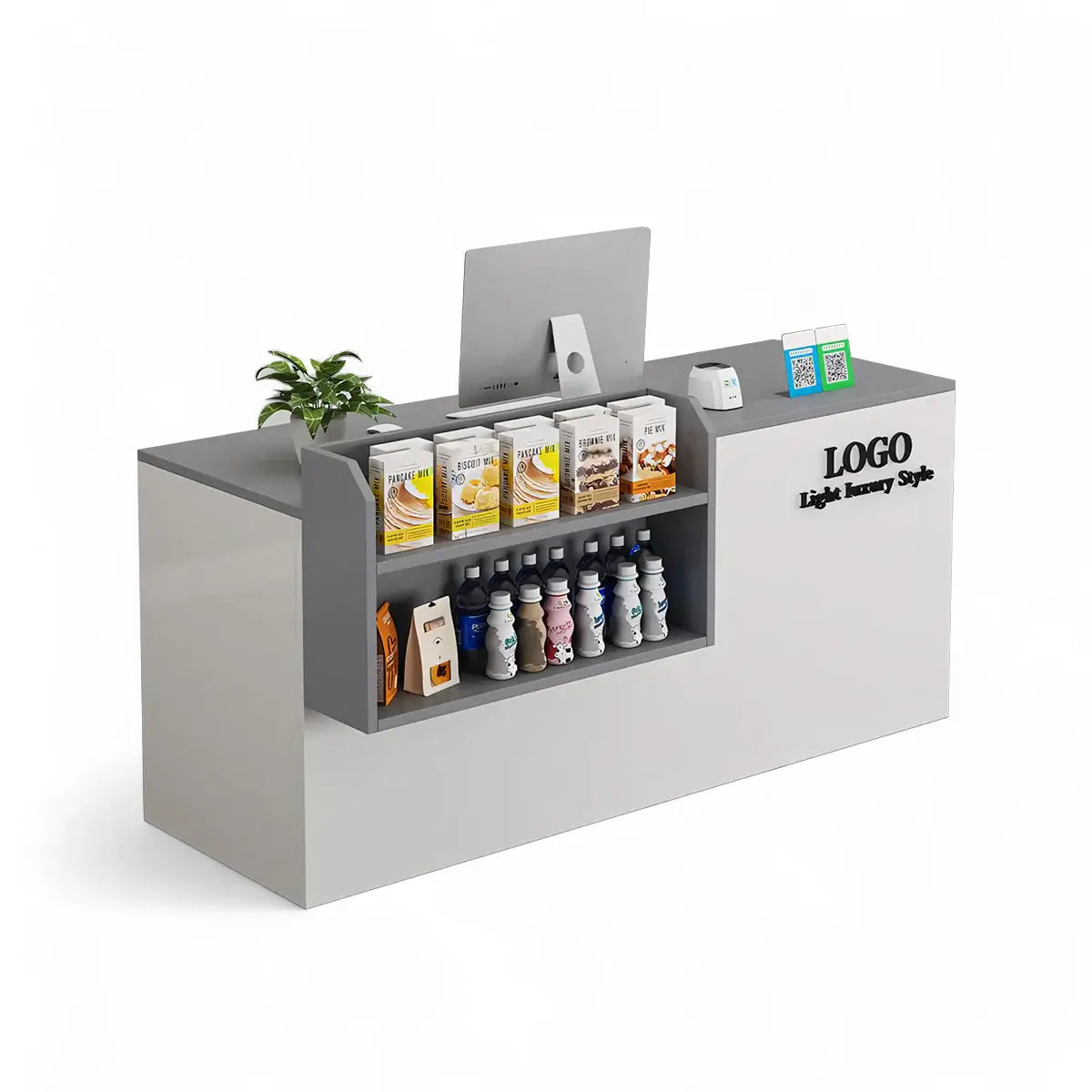 Modern Retail Checkout Counter with Display Shelf Affordable Sales Desk ANZHAP-JDT-2043-mainpictures1