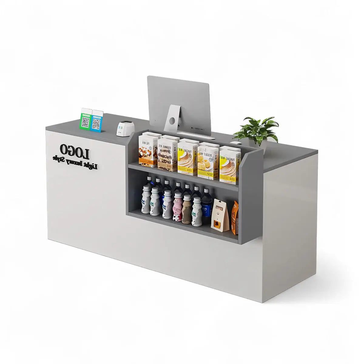 Modern Retail Checkout Counter with Display Shelf Affordable Sales Desk ANZHAP-JDT-2043-mainpictures 9