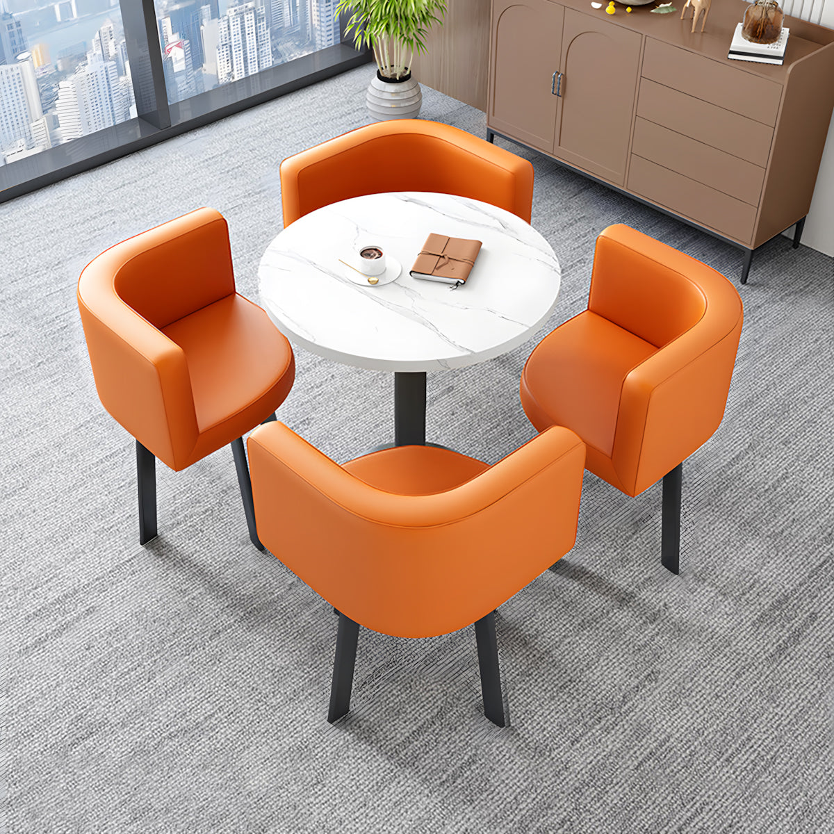 Modern Round Nesting Table and 4 Chairs Set for Office Cafes - ANZHAP JDZH-2022 Main picture 04