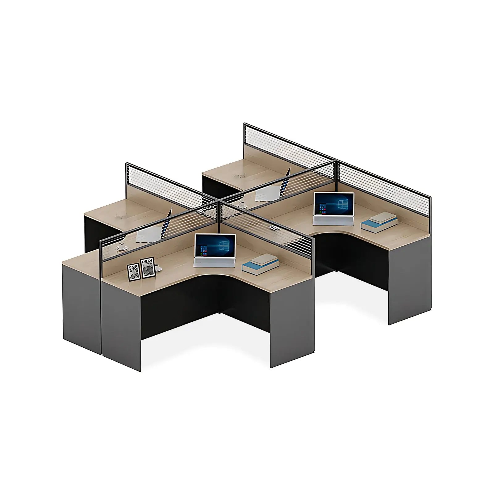 Modern Workstation - Dual Monitor Desk with Privacy Screen ANZHAP- YGZ-745-mainpictures 3