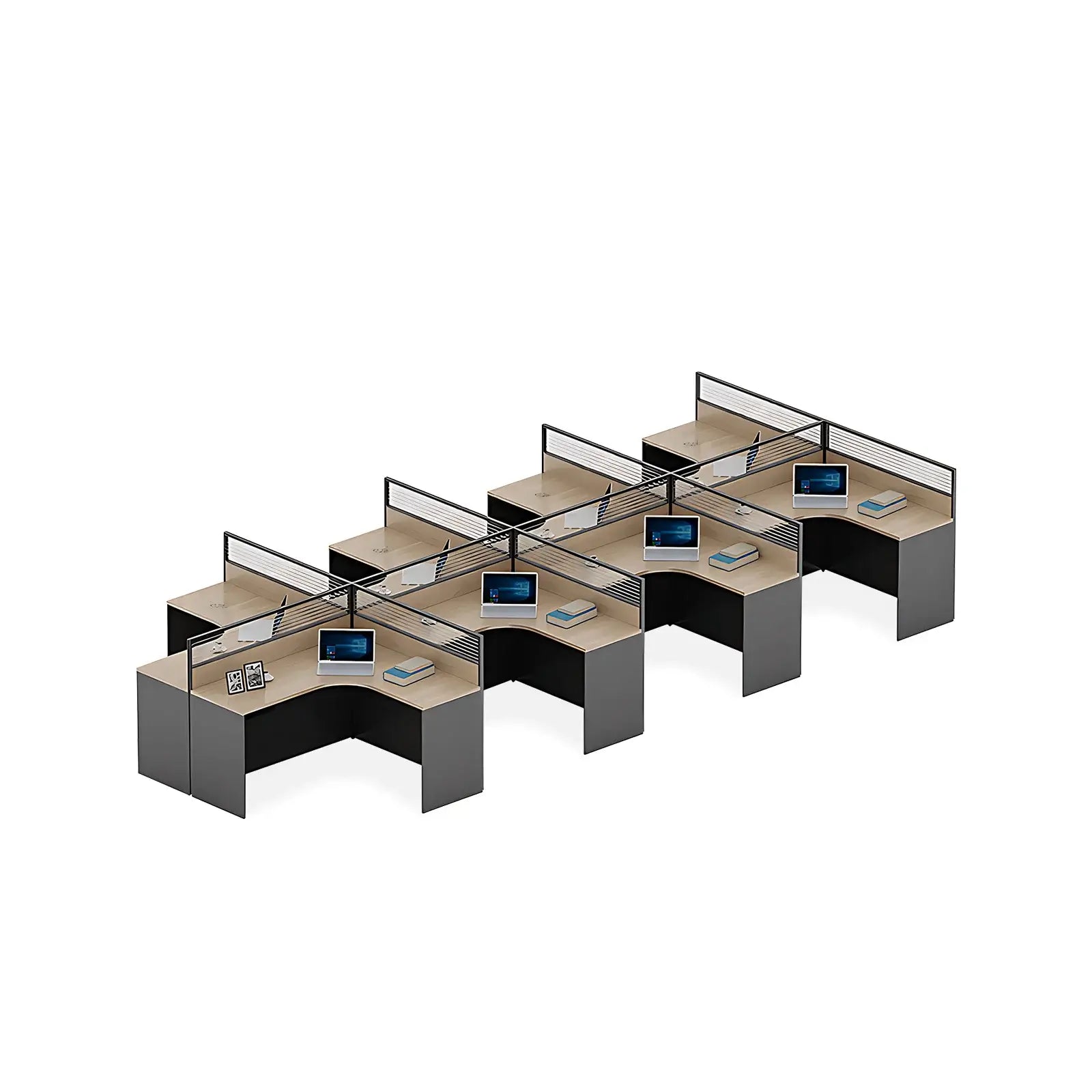 Modern Workstation - Dual Monitor Desk with Privacy Screen ANZHAP- YGZ-745-mainpictures 5