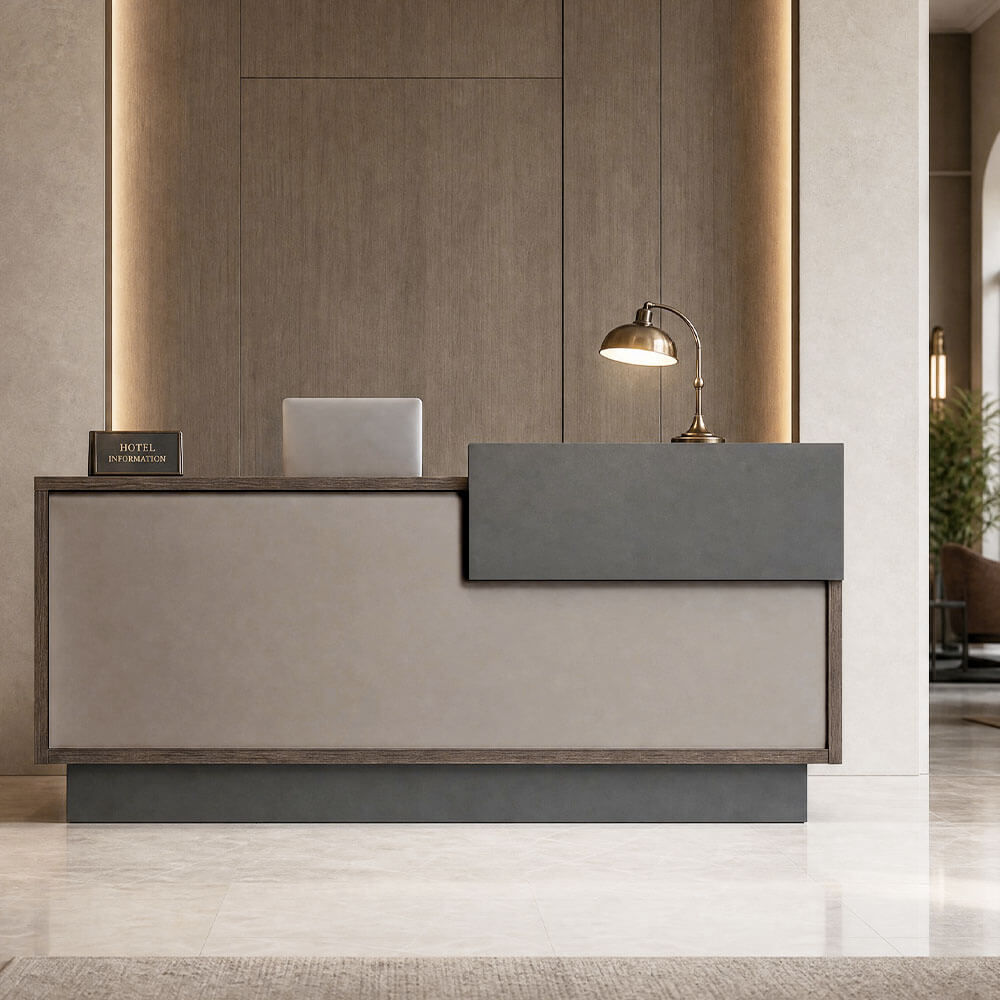 Professional Reception Table with Wood Finish for Modern Workspaces
