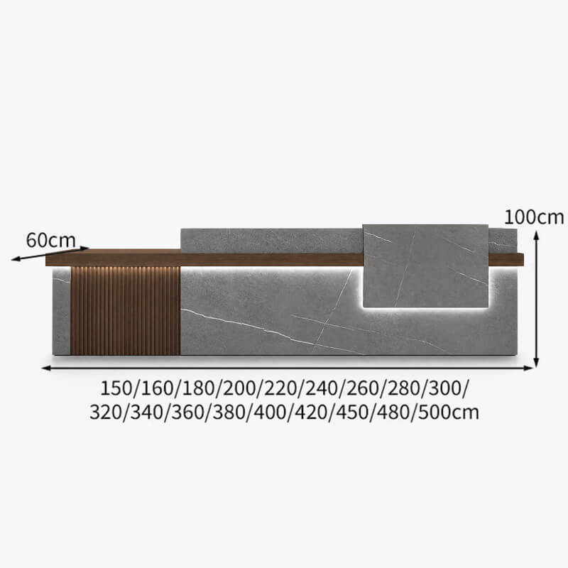 Reception Desk for Contemporary Hotel and Office Spaces - Dimensions