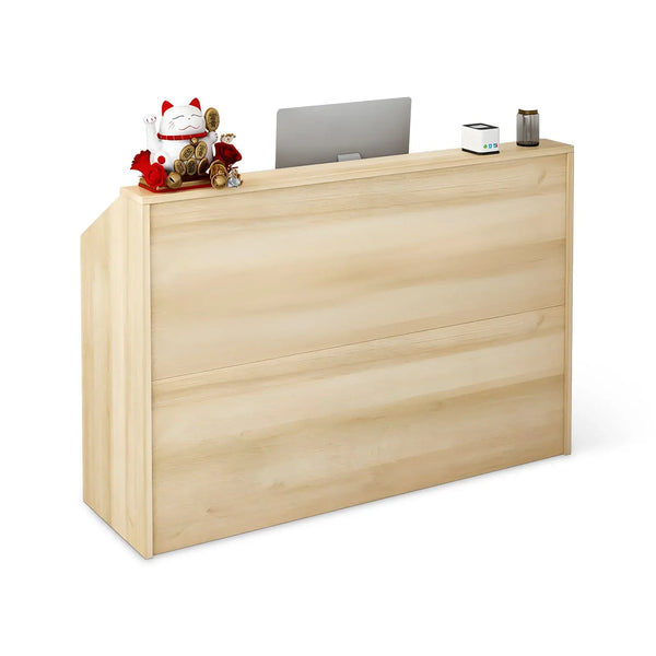 Small Wood Reception Desk Space-Saving Salon Welcome Desk|ANZHAP