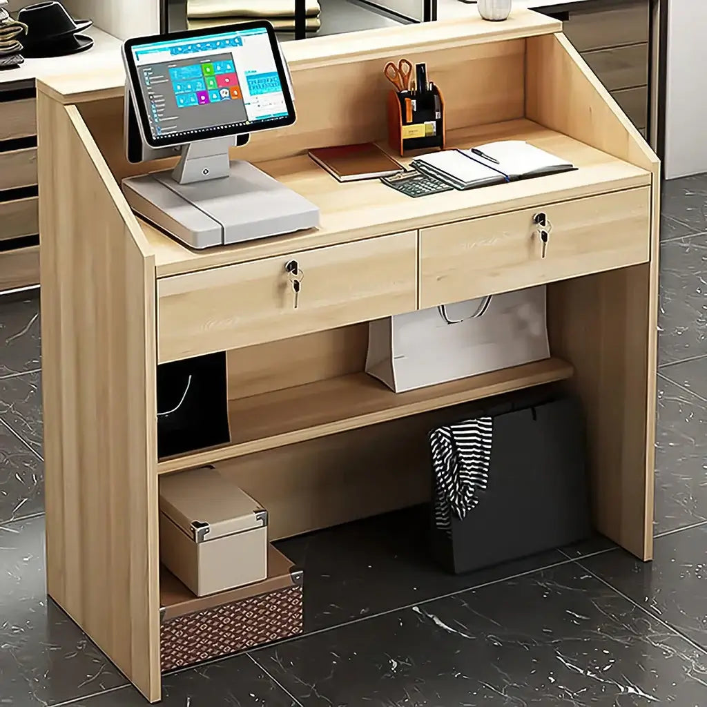 Small Wood Reception Desk Compact Space-Saving Salon Welcome Desk ANZHAP-JDT-1062-mainpictures 7