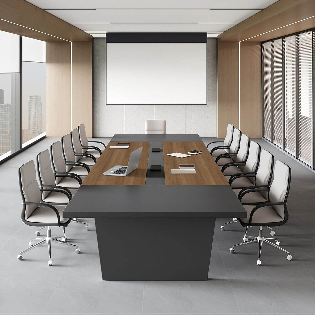 Stylish Two-Tone Meeting Table for Collaborative Workspaces - ANZHAP HYZ-2038 Main picture 1