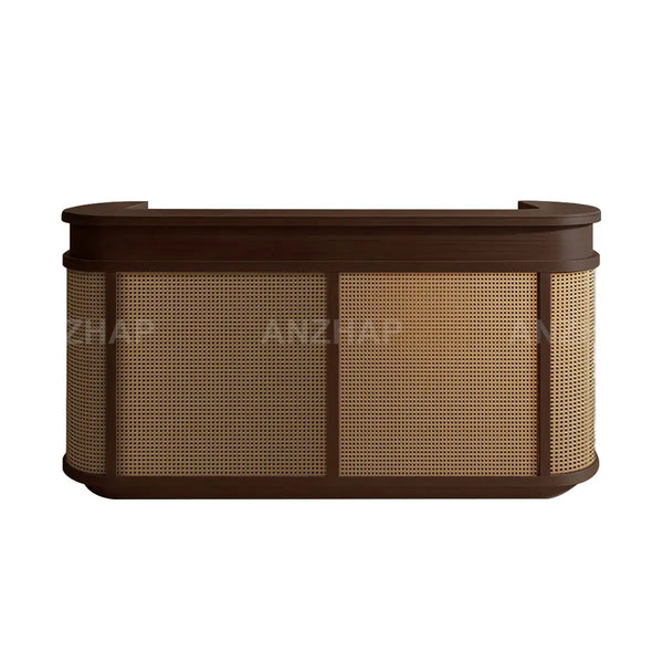 Vintage Curved Wood Reception Desk Round Welcoming Counter for Salon ANZHAP-JDT-144-mainpictures 7