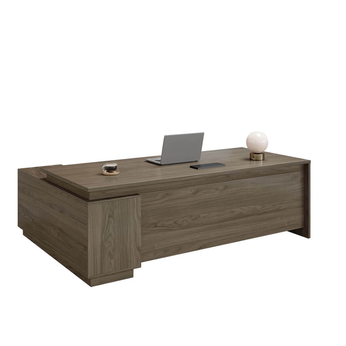Walnut Executive Desk with Return and Integrated Storage - ANZHAP LBZ-2141 Main picture 4