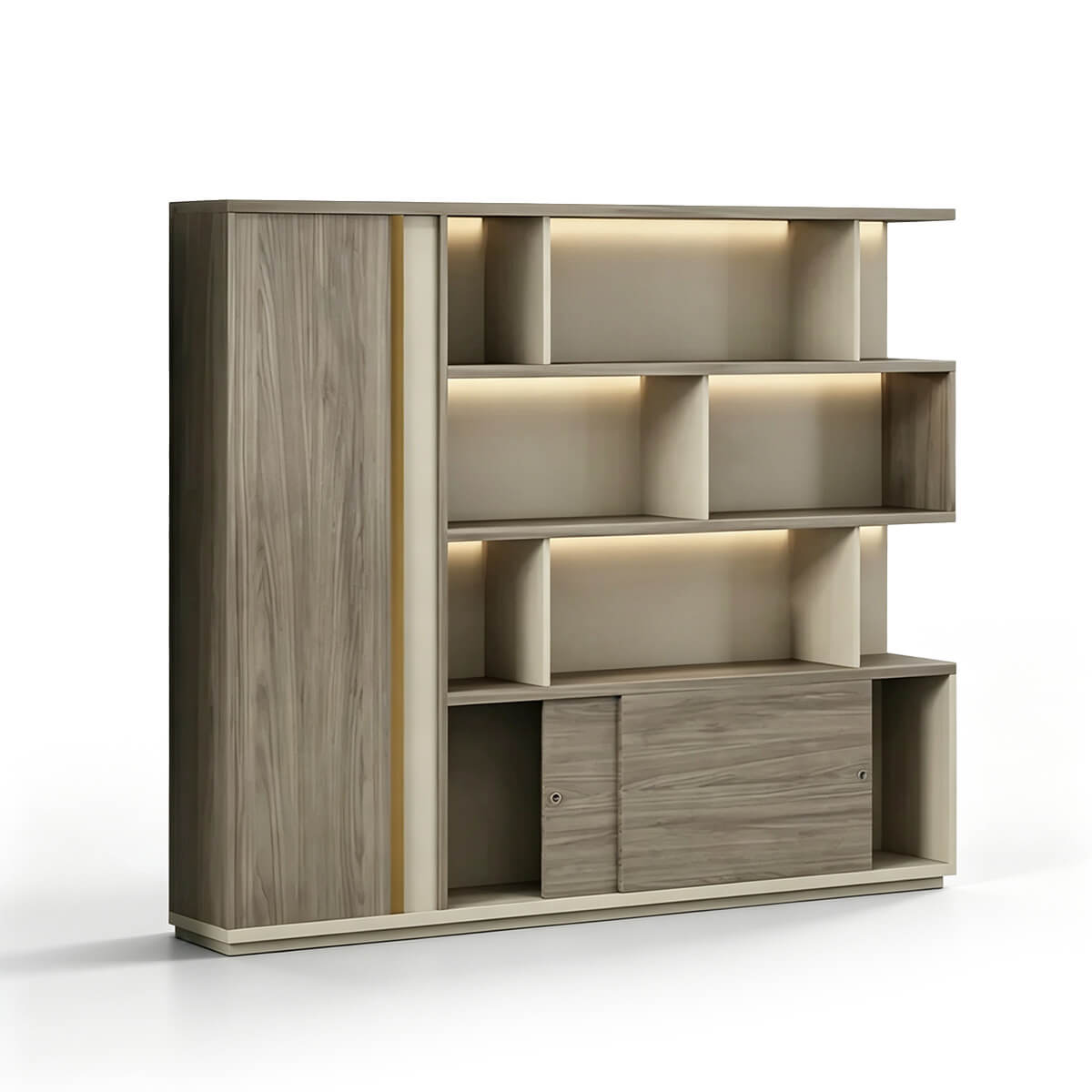 Walnut Executive Director Desk - L-Shaped Boss Desk and Cabinet Set - ANZHAP LBZ-004 Main picture 3