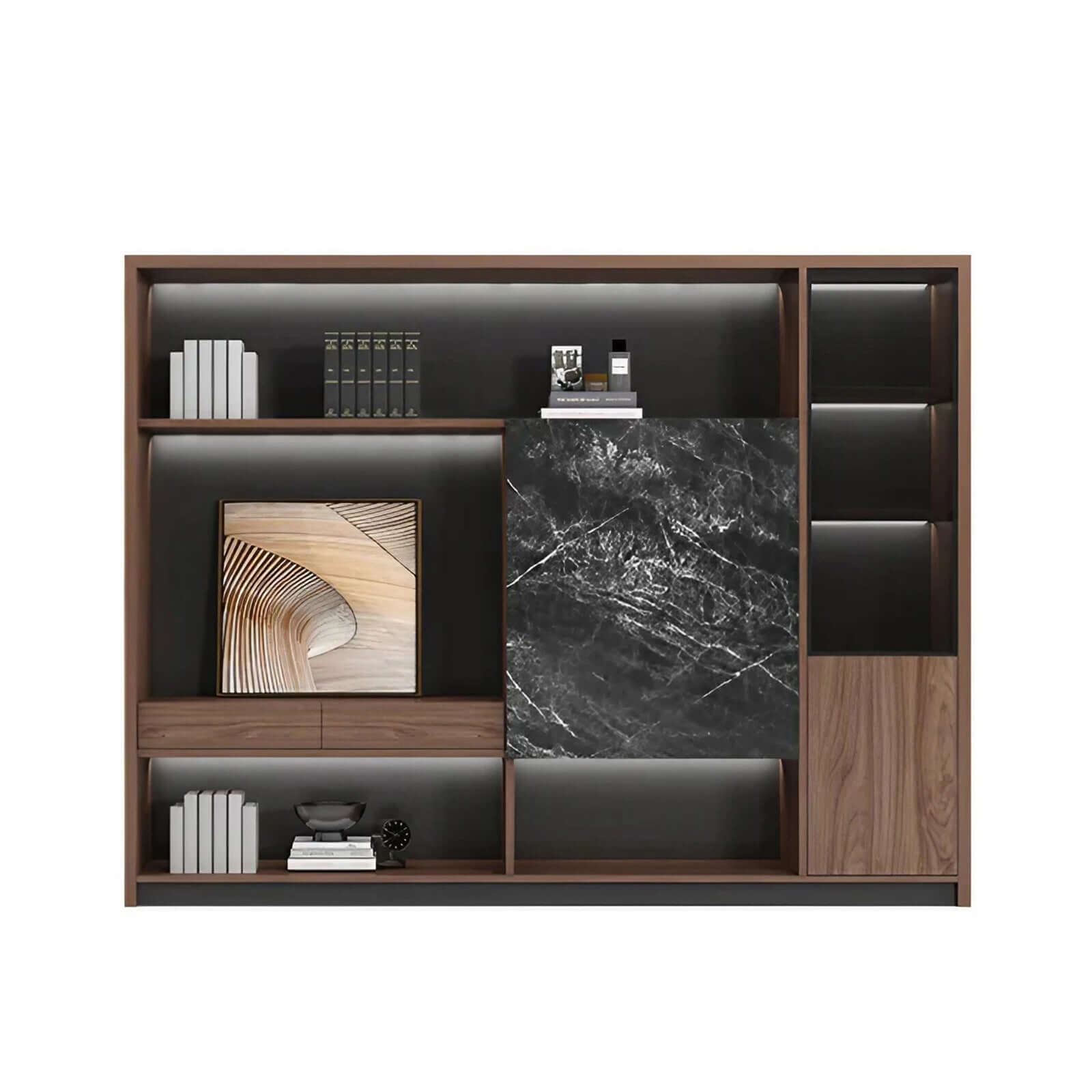 Walnut Executive Director Desk - L-Shaped Boss Desk and Cabinet Set - ANZHAP LBZ-004 Main picture 7