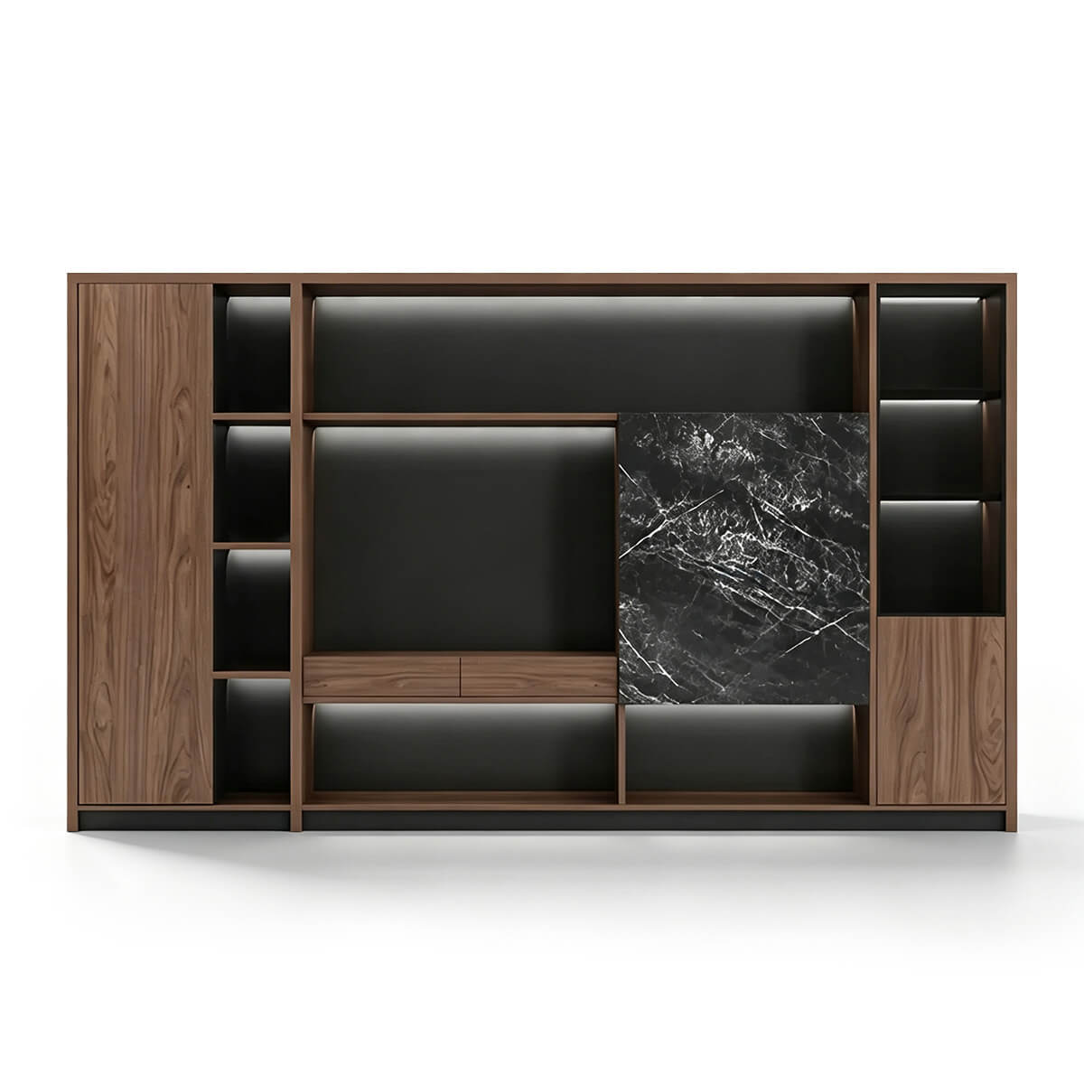 Walnut Executive Director Desk - L-Shaped Boss Desk and Cabinet Set - ANZHAP LBZ-004 Main picture 8