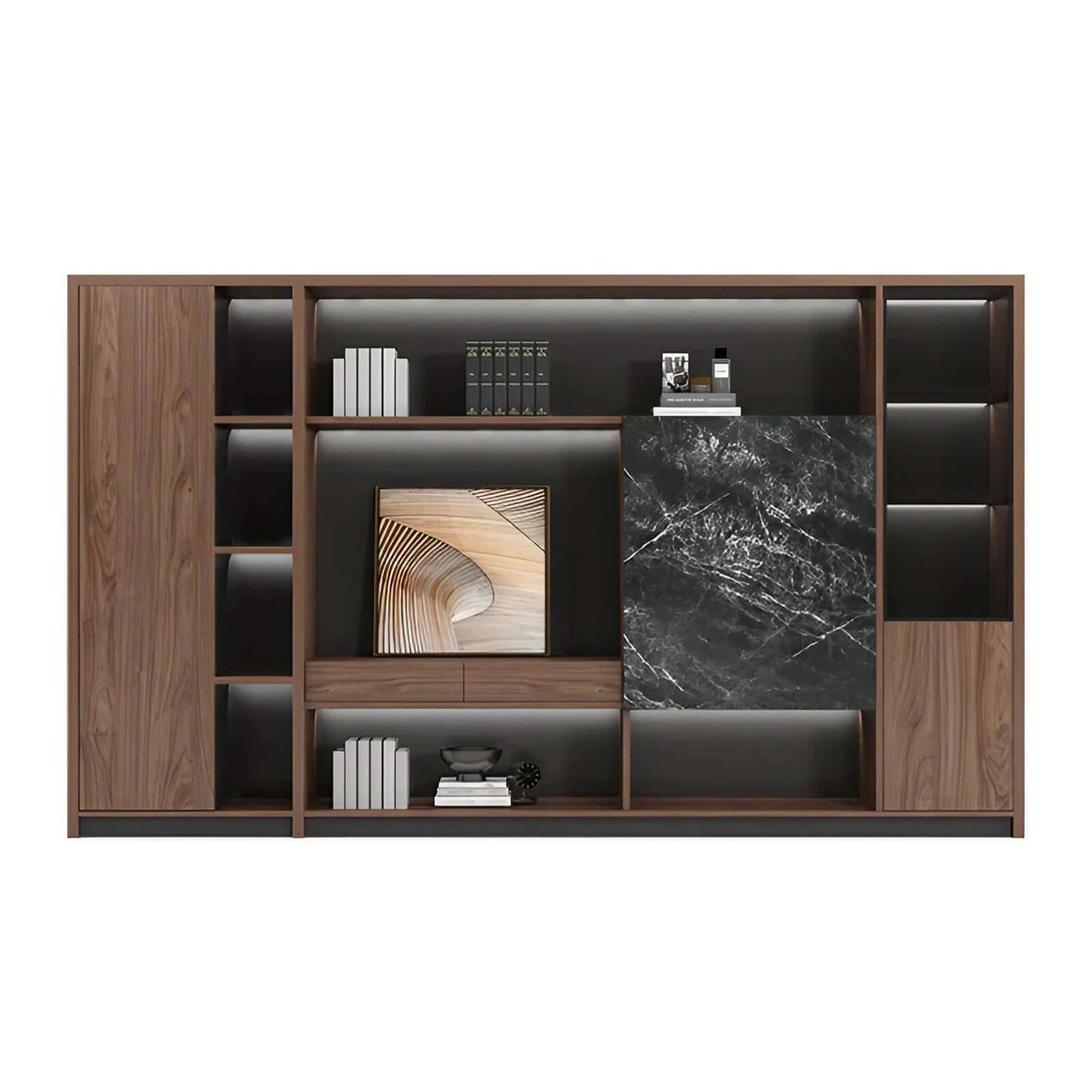 Walnut Executive Director Desk - L-Shaped Boss Desk and Cabinet Set - ANZHAP LBZ-004 Main picture 8